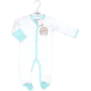 Blessed Baby Teal Trimmed Sleeper