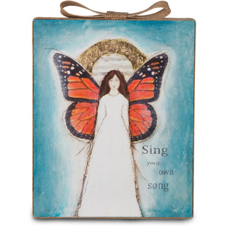 Sing 6.75" Butterfly Angel Sheet Music Plaque