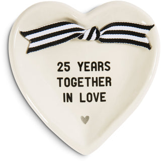 25th Anniversary 4.5" x 4.5" Heart-Shaped Keepsake Dish