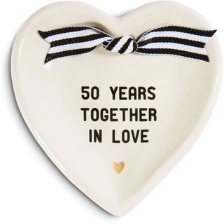 50th Anniversary 4.5" x 4.5" Heart-Shaped Keepsake Dish