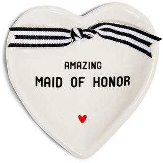 Maid of Honor 4.5" x 4.5" Heart-Shaped Keepsake Dish