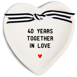 40th Anniversary 4.5" x 4.5" Heart-Shaped Keepsake Dish