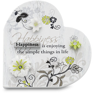 Happinesss 3" x 3" Heart Plaque