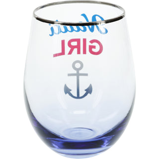 Nauti Girl  18 oz Stemless Wine Glass