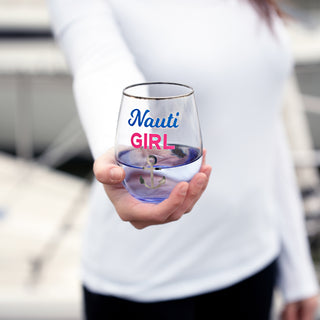 Nauti Girl  18 oz Stemless Wine Glass