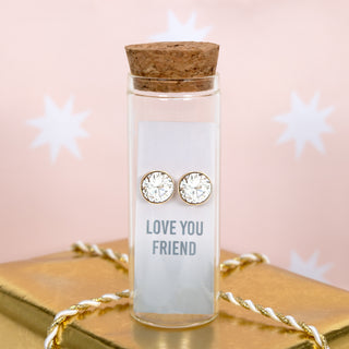 Love You Friend 14K Gold Plated Earring in a Bottle