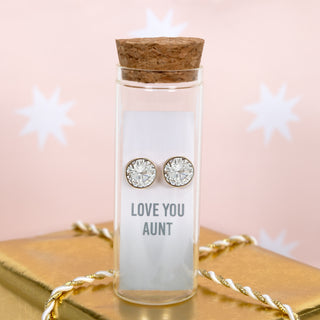 Love You Aunt 14K Gold Plated Earring in a Bottle