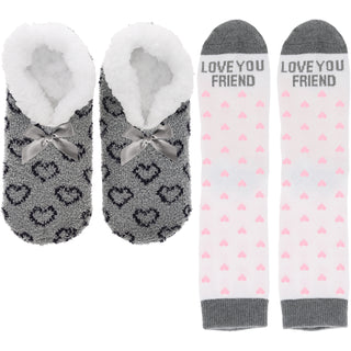 Love You Friend Slipper Sock Gift Set