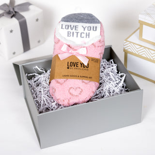 Love You Bitch Slipper Sock Gift Set