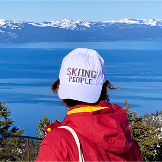 Skiing People White Adjustable Hat