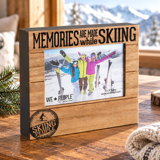 Skiing People 6.75" x 7.5" Frame (Holds 4" x 6" photo)