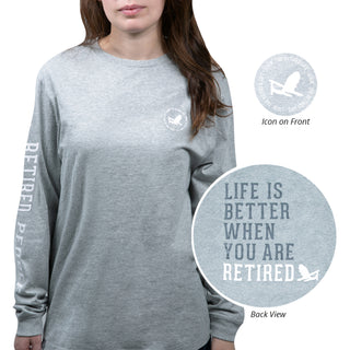 Retired People Medium Heather Gray Unisex Long Sleeve T-Shirt
