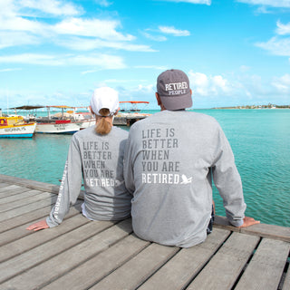 Retired People Medium Heather Gray Unisex Long Sleeve T-Shirt