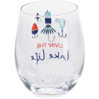 Livin' the Lake Life 18 oz Stemless Wine Glass