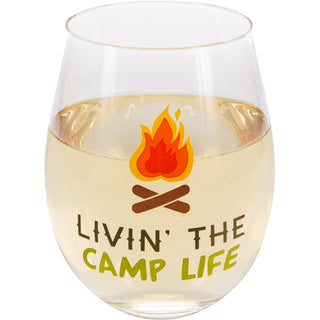 Livin' the Camp Life 18 oz Stemless Wine Glass