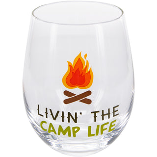 Livin' the Camp Life 18 oz Stemless Wine Glass