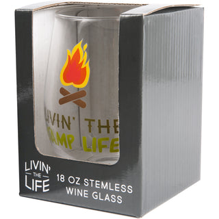 Livin' the Camp Life 18 oz Stemless Wine Glass