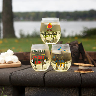 Livin' the Camp Life 18 oz Stemless Wine Glass