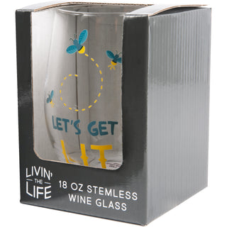 Get Lit 18 oz Stemless Wine Glass