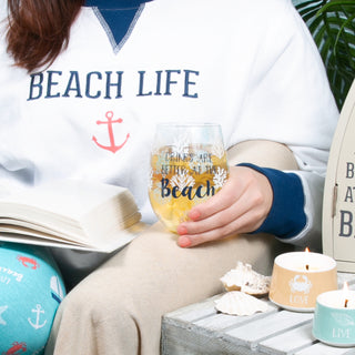 At the Beach 18 oz Stemless Wine Glass