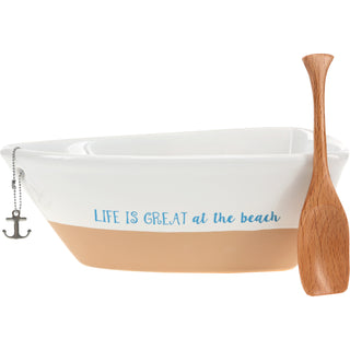 At the Beach 7" Boat Serving Dish with Oar