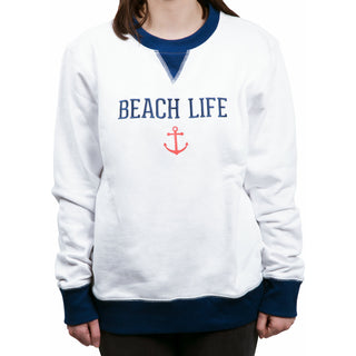 Beach Life White Unisex Crewneck Sweatshirt