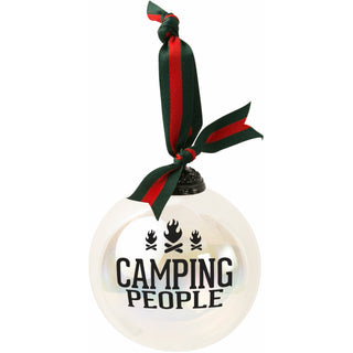 Camping People 4" Iridescent Glass Ornament