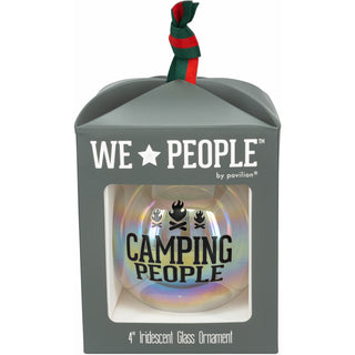 Camping People 4" Iridescent Glass Ornament