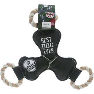 Best Dog Ever 12" Canvas Dog Toy on Rope