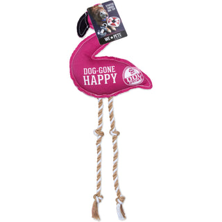 Happy 14.75" Canvas Dog Toy on Rope