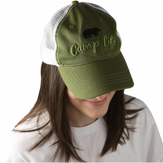 Camp Olive Green Adjustable Mesh Hat