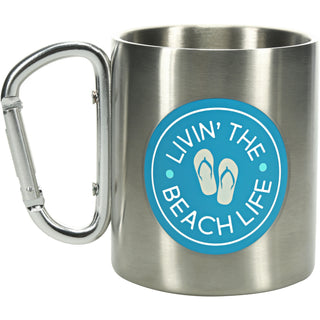 Beach 10 oz Stainless Steel Carabiner Mug