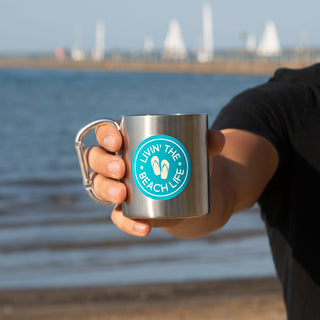 Beach 10 oz Stainless Steel Carabiner Mug