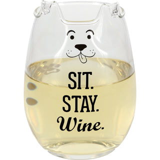 Sit 18 oz Dog Stemless Wine Glass