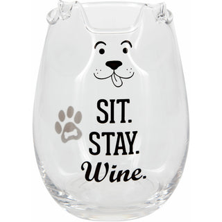 Sit 18 oz Dog Stemless Wine Glass