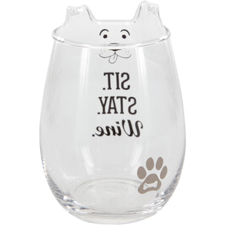 Sit 18 oz Dog Stemless Wine Glass