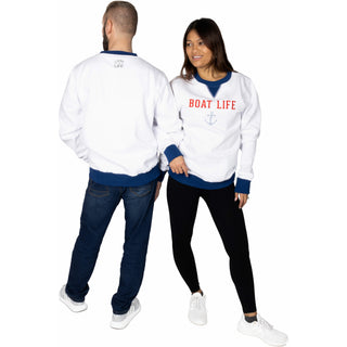 Boat  ife White Unisex Crewneck  weatshirt