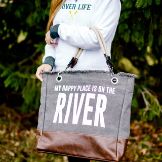 River 18" x 15" Canvas Tote