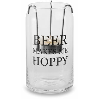 Beer Makes Me Hoppy 16 oz Beer Can Glass Tealight Holder