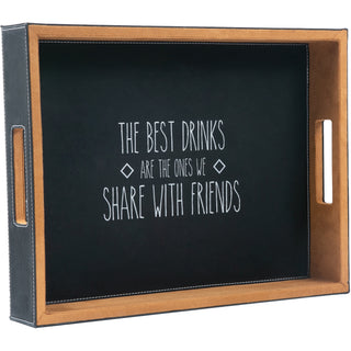 Best Drinks 16" x 12" PU Leather Tray