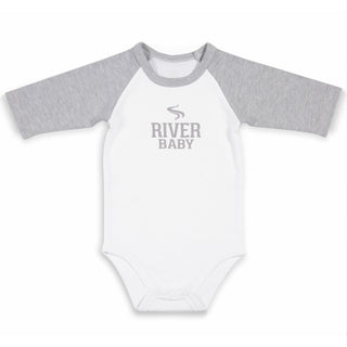 River Baby 3/4 Length Heather Gray Sleeve Onesie