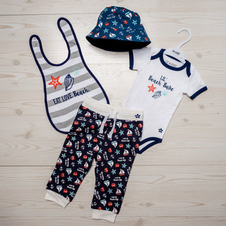 Beach Babe 6-12 Months Blue Trimmed Bodysuit