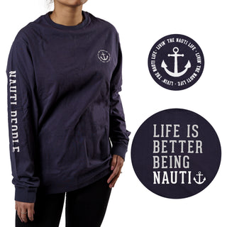 Nauti People Extra Large Navy Unisex Long Sleeve T-Shirt