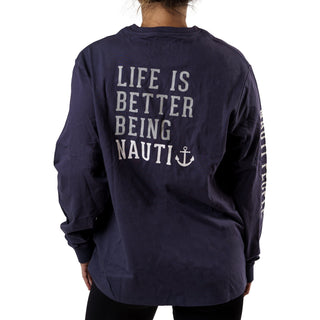 Nauti People Extra Large Navy Unisex Long Sleeve T-Shirt