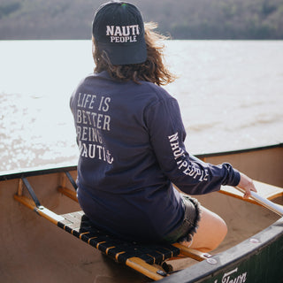 Nauti People Extra Large Navy Unisex Long Sleeve T-Shirt