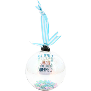 At the Beach 4" Iridescent Glass Ornament