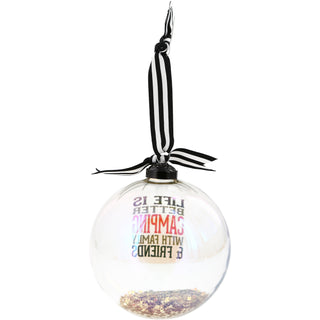 Camping 4" Iridescent Glass Ornament