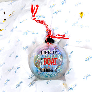 On the Boat 4" Iridescent Glass Ornament