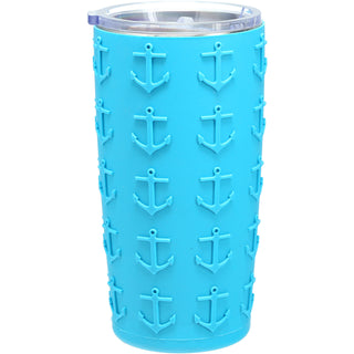 At The Beach 20 oz Travel Tumbler with 3D Silicone Wrap