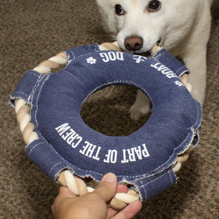 Boat Dog 10.75" x 10.75" Canvas Dog Toy on Rope